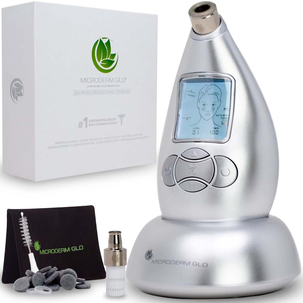Microderm GLO Diamond Microdermabrasion Machine and Suction Tool (Silver)